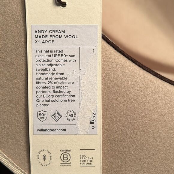 Will + Bear Cream Wool Fedora Unisex Hat(Size XL) main image 10